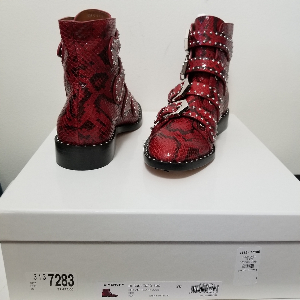 Givenchy red python studded ankle boots - Picture 4 of 4